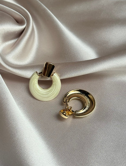 Epoxy Geometric Earring Stud Gold Plating Bright Color Spray Earrings
