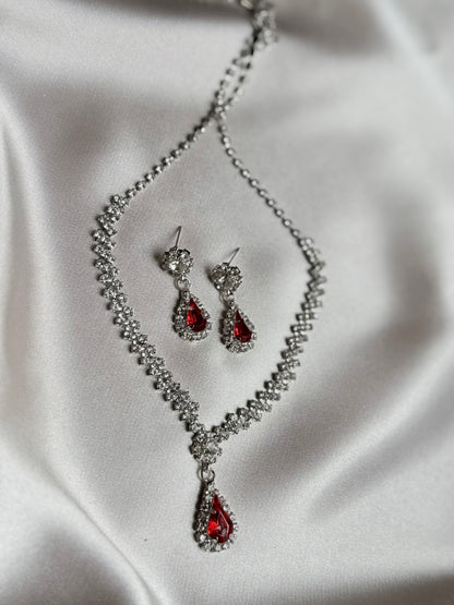Luxury Crystal Silver Gold Necklace Earrings For Women High-end Rhinestone Pendant Clavicle Chain