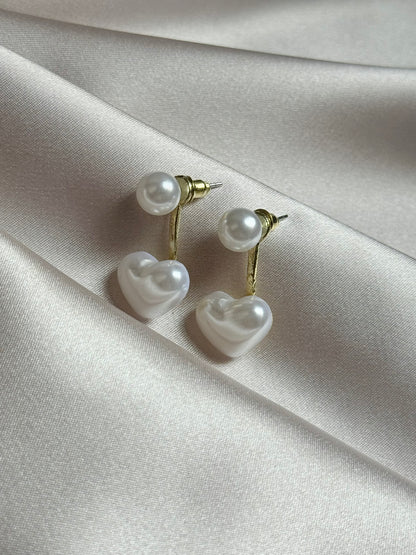 Imitation Pearl Earrings For Women Heart Round Stud Earrings