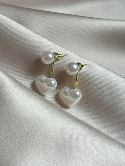 Imitation Pearl Earrings For Women Heart Round Stud Earrings