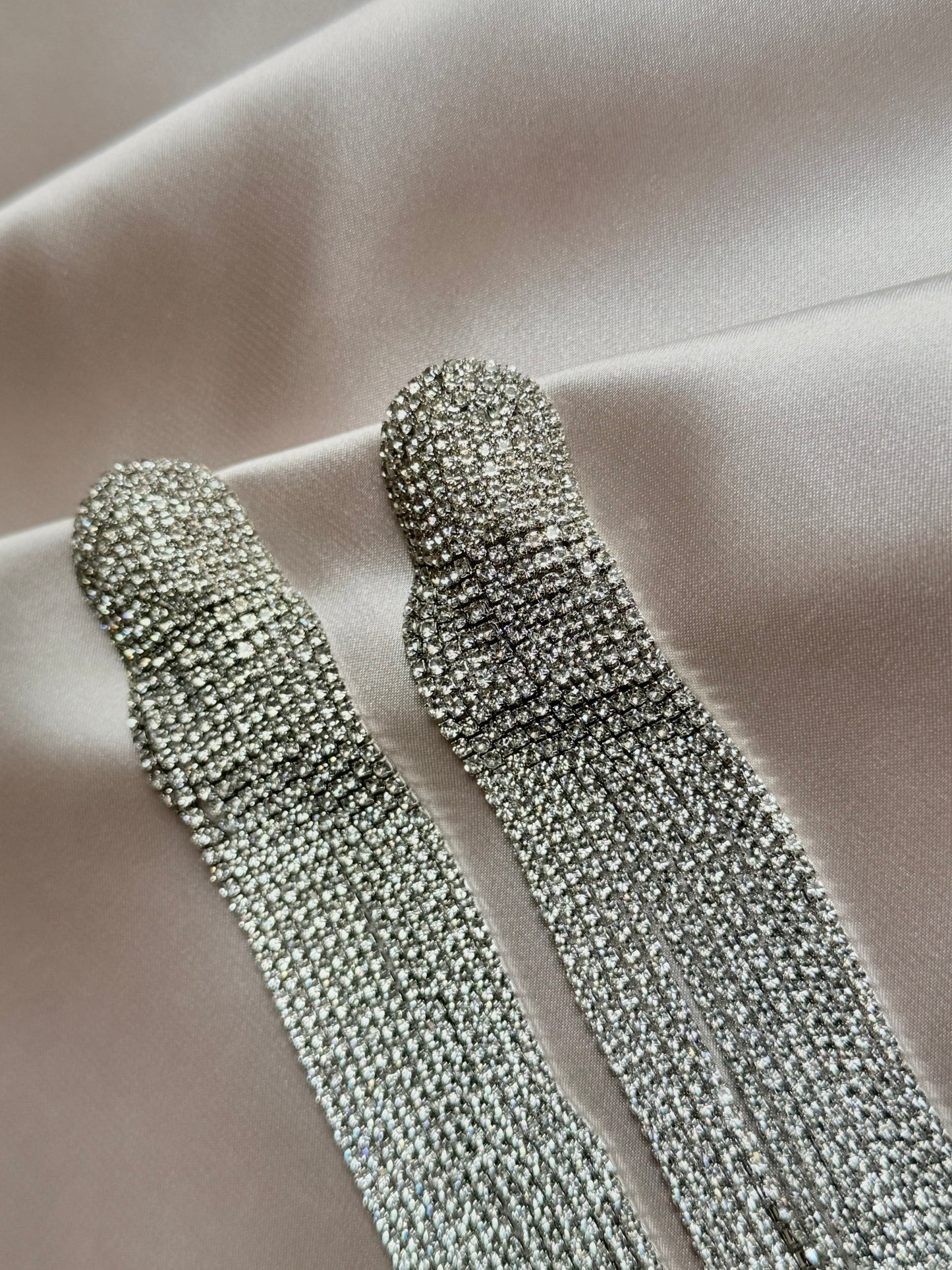 FYUAN Long Tassel Rhinestone Drop Earrings for Women Ovsize Crystal Dangle Earrings