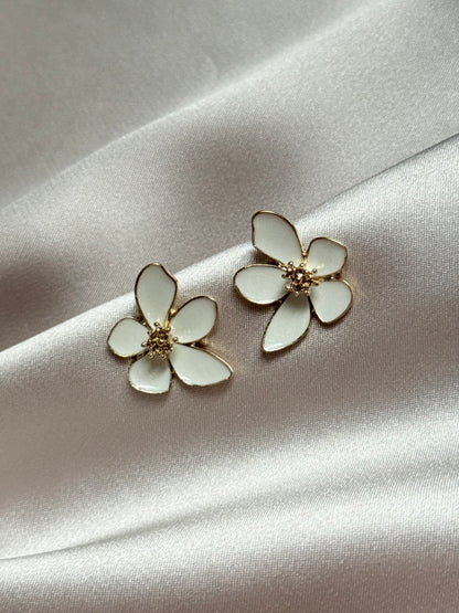 Hibiscus Dropped Glaze Flower Stud Earrings