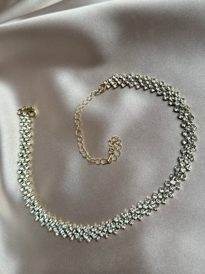 Luxury Shiny Full Rhinestone Choker Necklace for Women Personalized Geometric Crystal Necklace