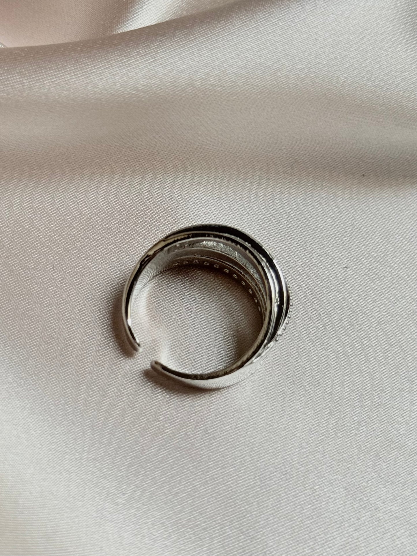 Silver Color Rhinestone Ring Multi-layer Winding Ring