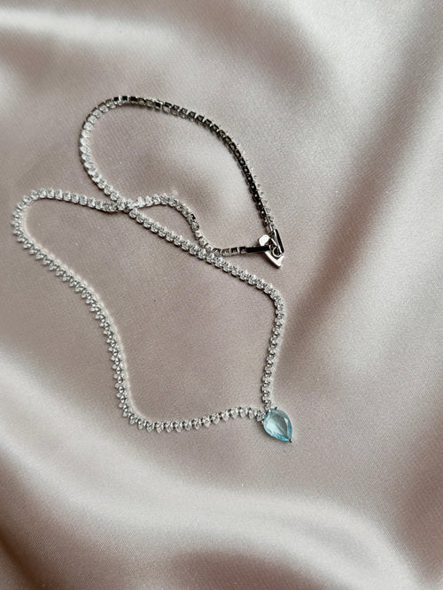 Luxury Elegant Big Light Green Water Drop CZ Crystal Necklace