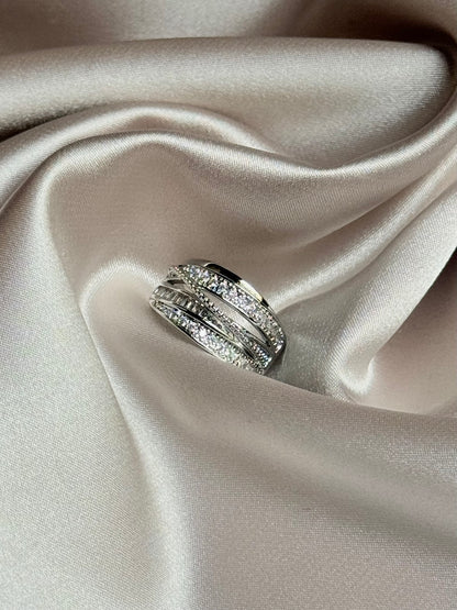 Silver Color Rhinestone Ring Multi-layer Winding Ring