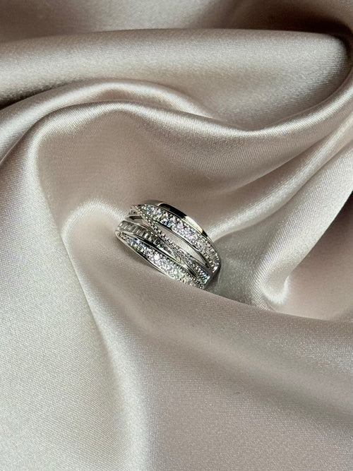 Silver Color Rhinestone Ring Multi-layer Winding Ring