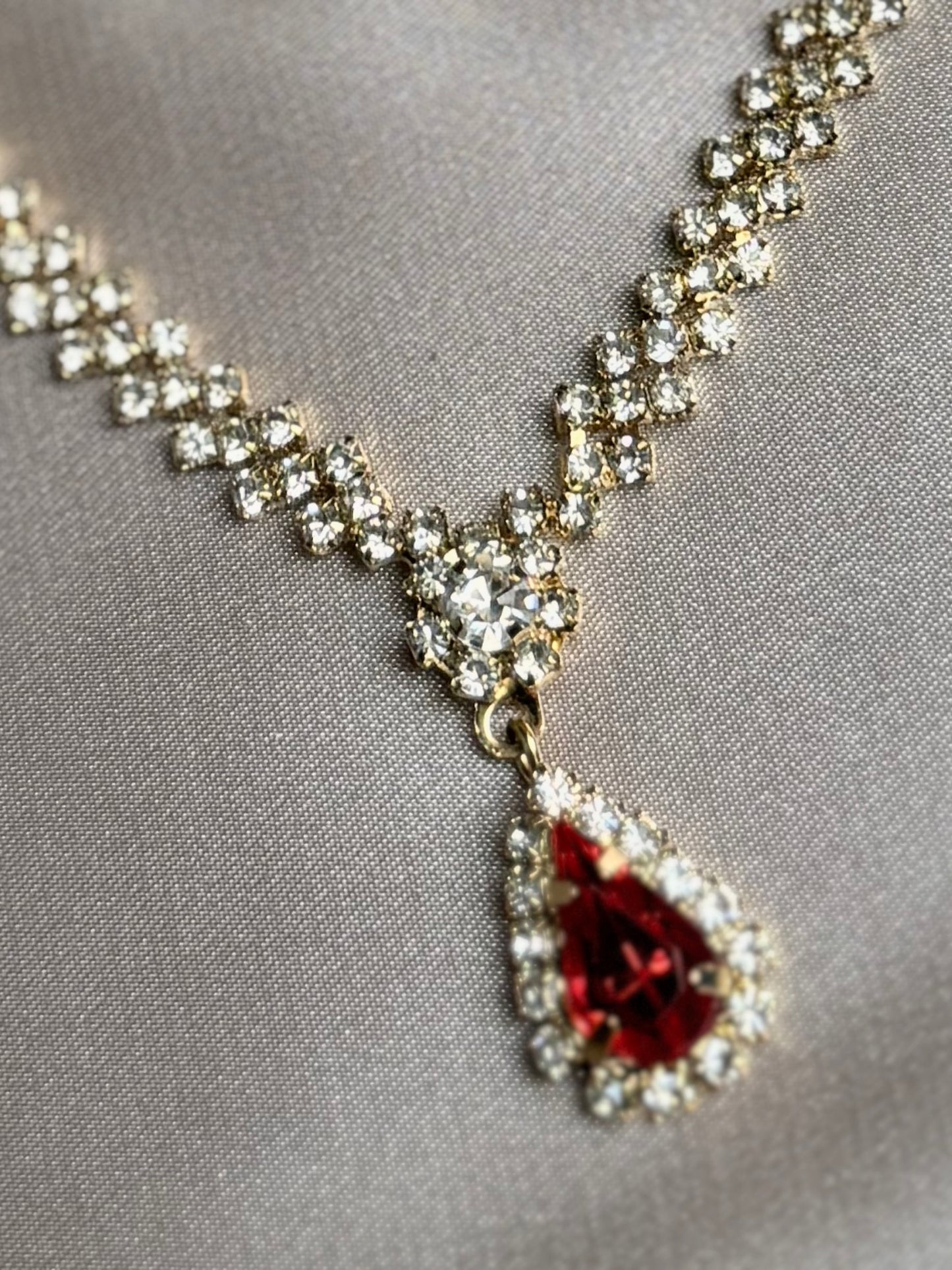 Luxury Water Drop Rhinestone Necklace Earrings For Women Crystal Zircon Pendant