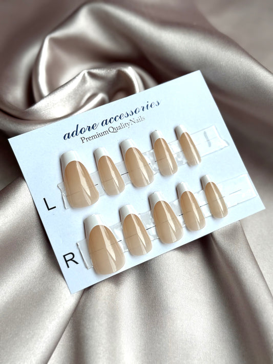French Tip nails natural 24pcs