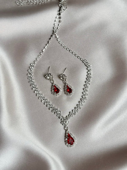 Luxury Crystal Silver Gold Necklace Earrings For Women High-end Rhinestone Pendant Clavicle Chain