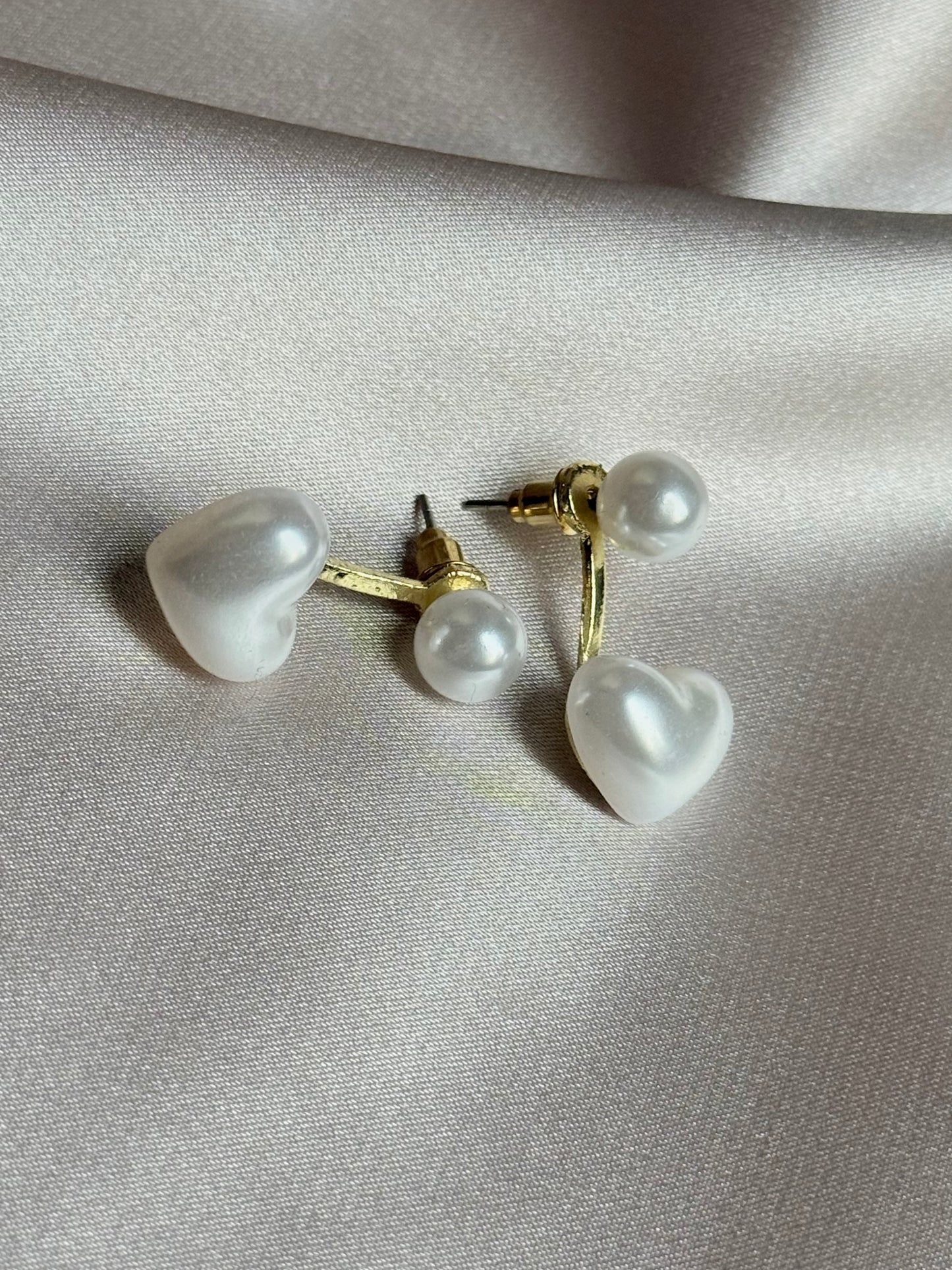 Imitation Pearl Earrings For Women Heart Round Stud Earrings