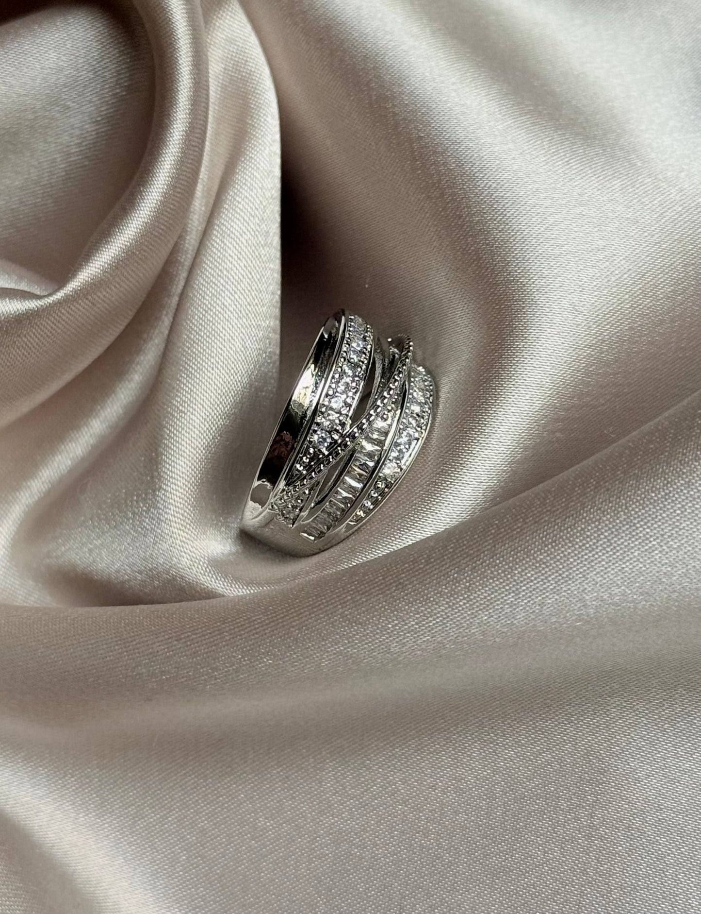 Silver Color Rhinestone Ring Multi-layer Winding Ring
