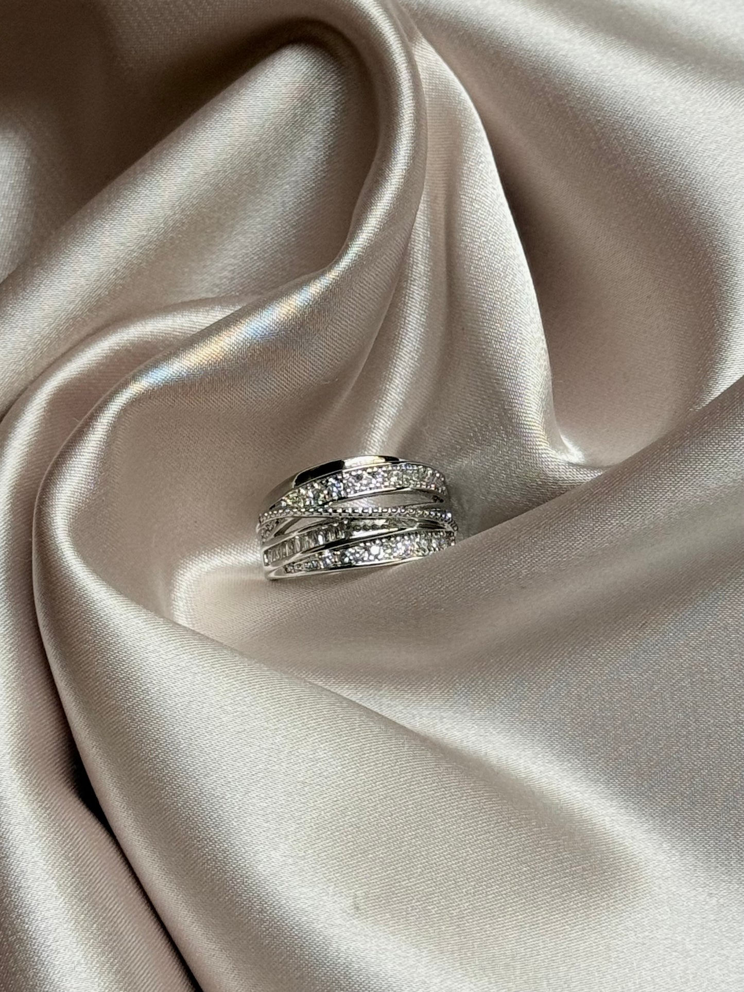 Silver Color Rhinestone Ring Multi-layer Winding Ring