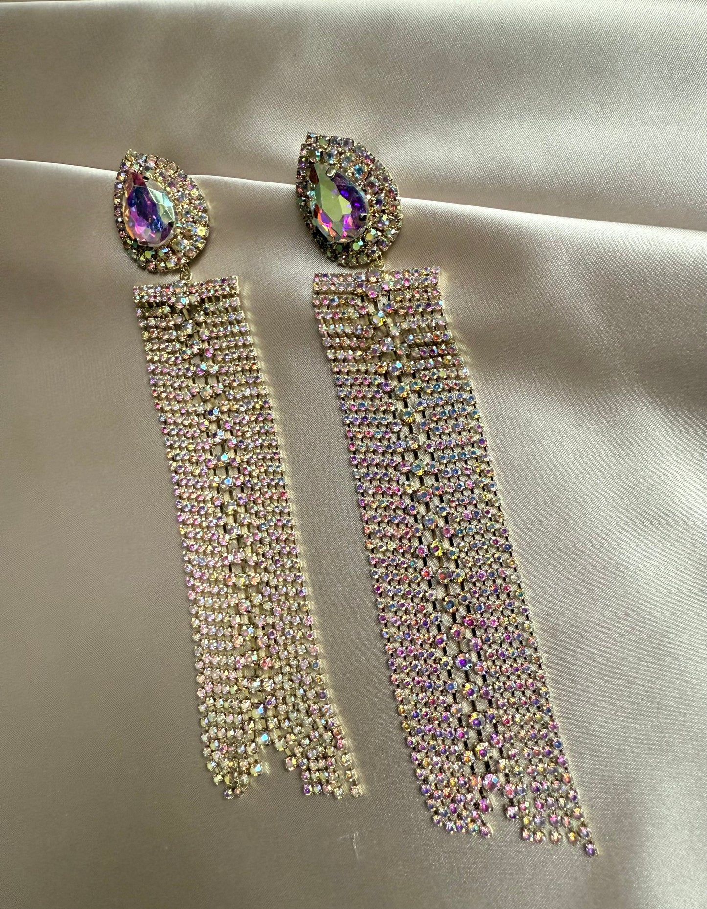 Spicy Europe Advanced Sense Earring Rhinestone Pentagram Star Chain Tassel Earrings