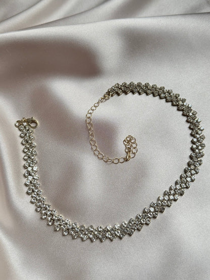 Luxury Shiny Full Rhinestone Choker Necklace for Women Personalized Geometric Crystal Necklace