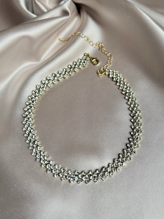 Luxury Shiny Full Rhinestone Choker Necklace for Women Personalized Geometric Crystal Necklace