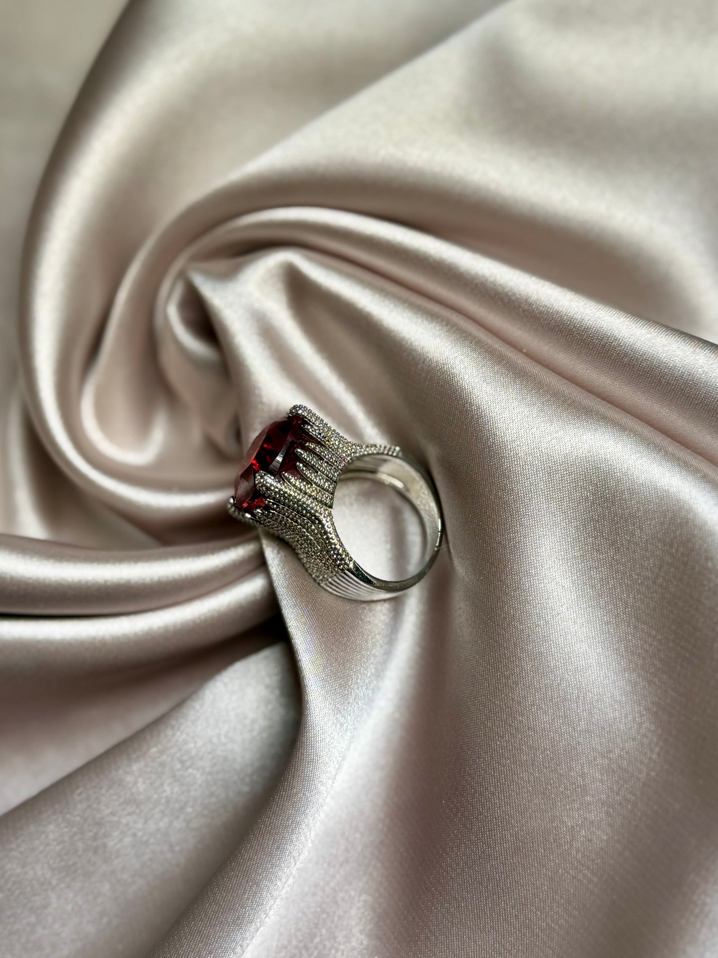 Huitan Gorgeous Square Dark Red Cubic Zirconia Rings for Women