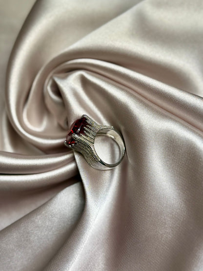 Huitan Gorgeous Square Dark Red Cubic Zirconia Rings for Women