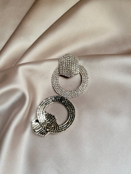 Diamond Dangle Medium Silver Earrings