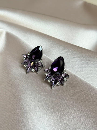 Purple zirconia stud earrings