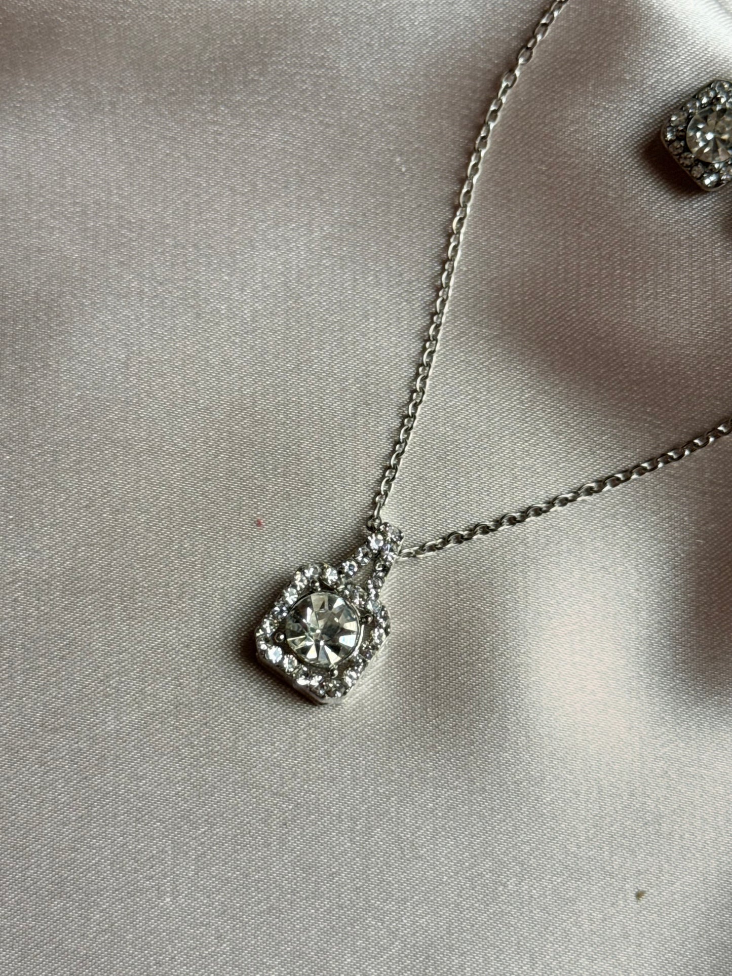Diamond Zirconia Necklace Earring Ring Set