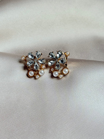 Zircon Flower Mini Pearl Flower Earrings