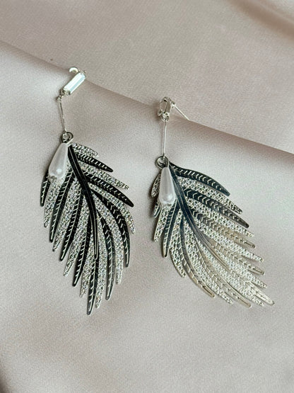 Feather Shaped Metal Exaggerated Statement Earrings Dangle Earrings