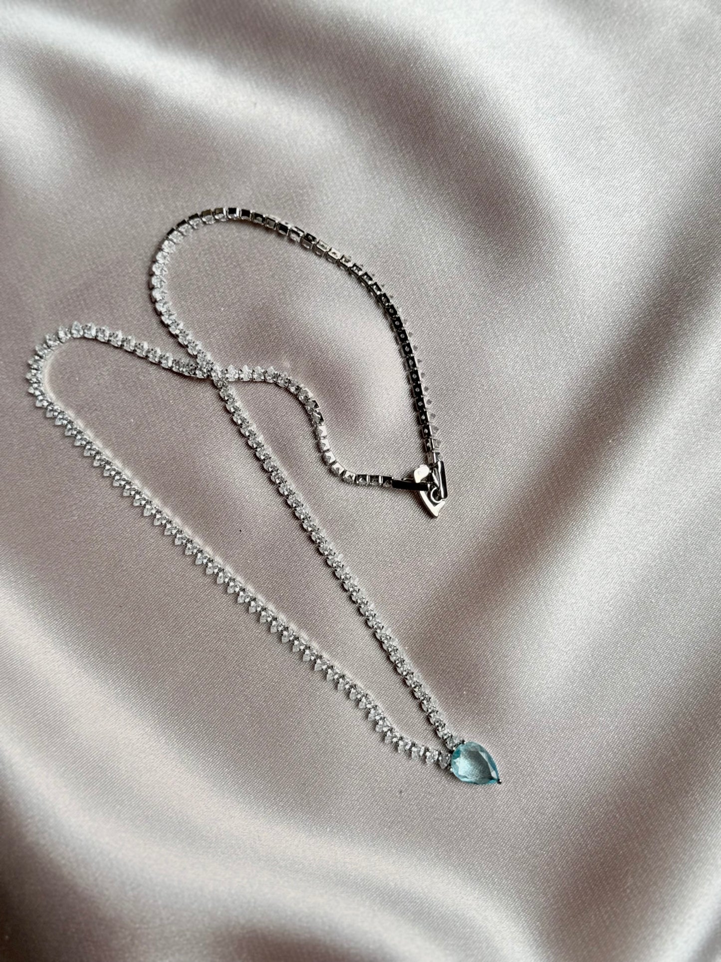 Luxury Elegant Big Light Green Water Drop CZ Crystal Necklace