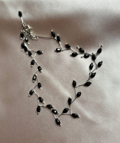 Black Crystal Bead Necklace for Women Commuting Cross-Border Jewelry Simple Matching Geometric Shape