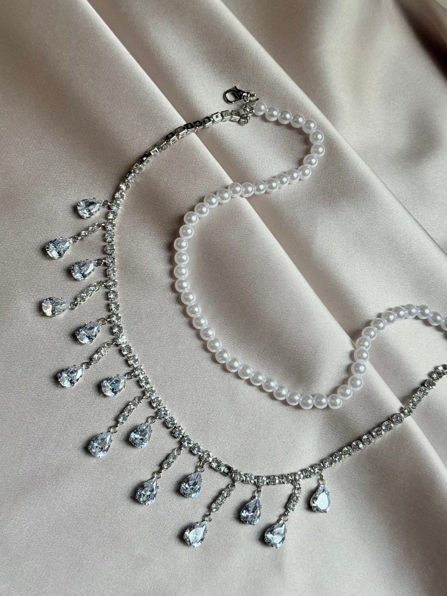 Luxury Rhinestone Crystal Chokers Necklaces For Women Multilayer Imitation Pearl Chain Necklace