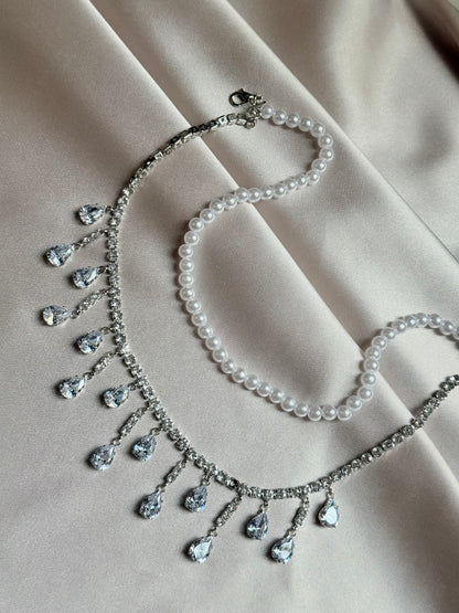 Luxury Rhinestone Crystal Chokers Necklaces For Women Multilayer Imitation Pearl Chain Necklace