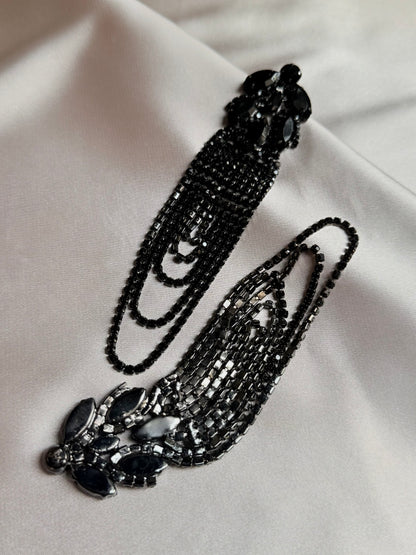 FYUAN Geometric Crystal Earrings Oversize Long Tassel
