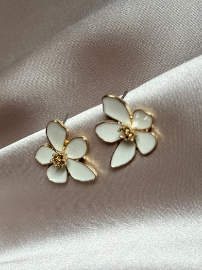 Hibiscus Dropped Glaze Flower Stud Earrings