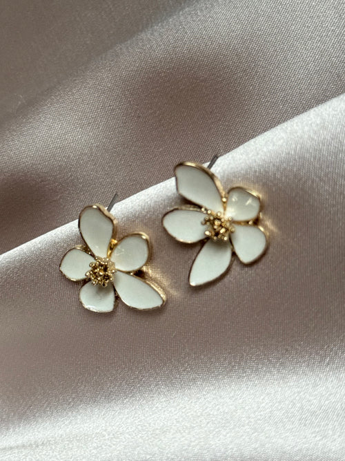 Hibiscus Dropped Glaze Flower Stud Earrings