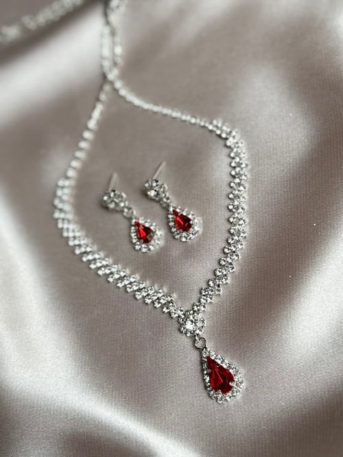 Luxury Crystal Silver Gold Necklace Earrings For Women High-end Rhinestone Pendant Clavicle Chain