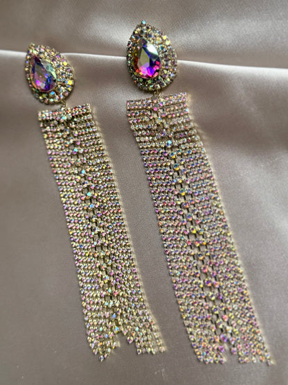 Spicy Europe Advanced Sense Earring Rhinestone Pentagram Star Chain Tassel Earrings