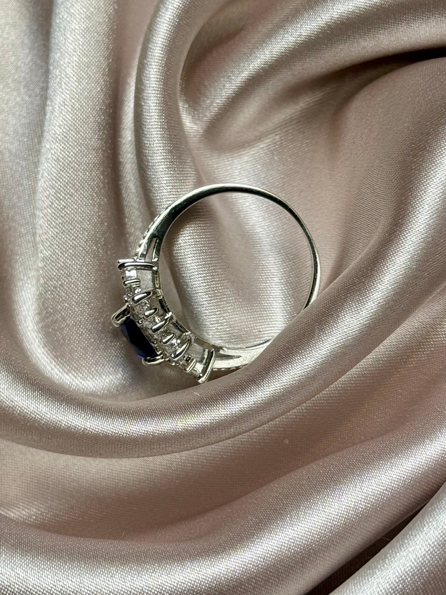 Blue Stone Silver Zirconia Ring