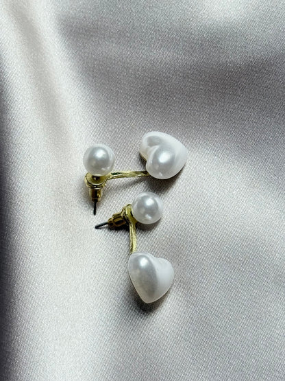Imitation Pearl Earrings For Women Heart Round Stud Earrings
