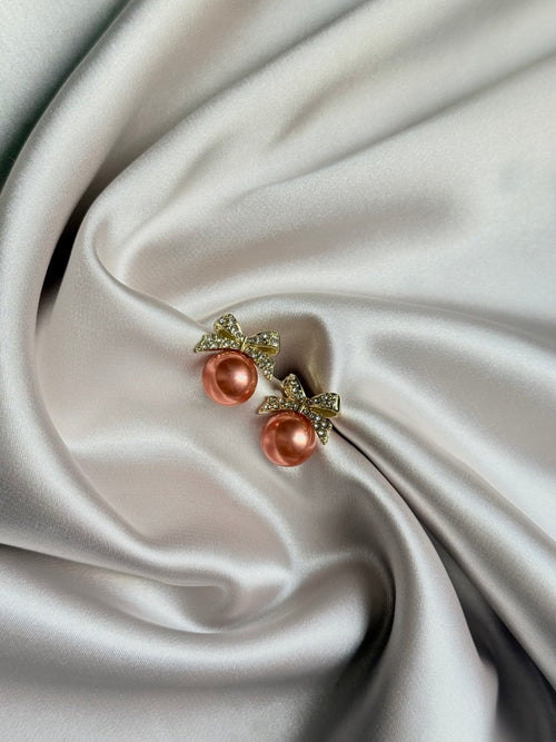 Temperament rose Gold Color Bow Clip on Earrings for Women Rhinestone Bowknot Earring