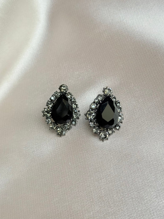 Black zircon stone stud earrings