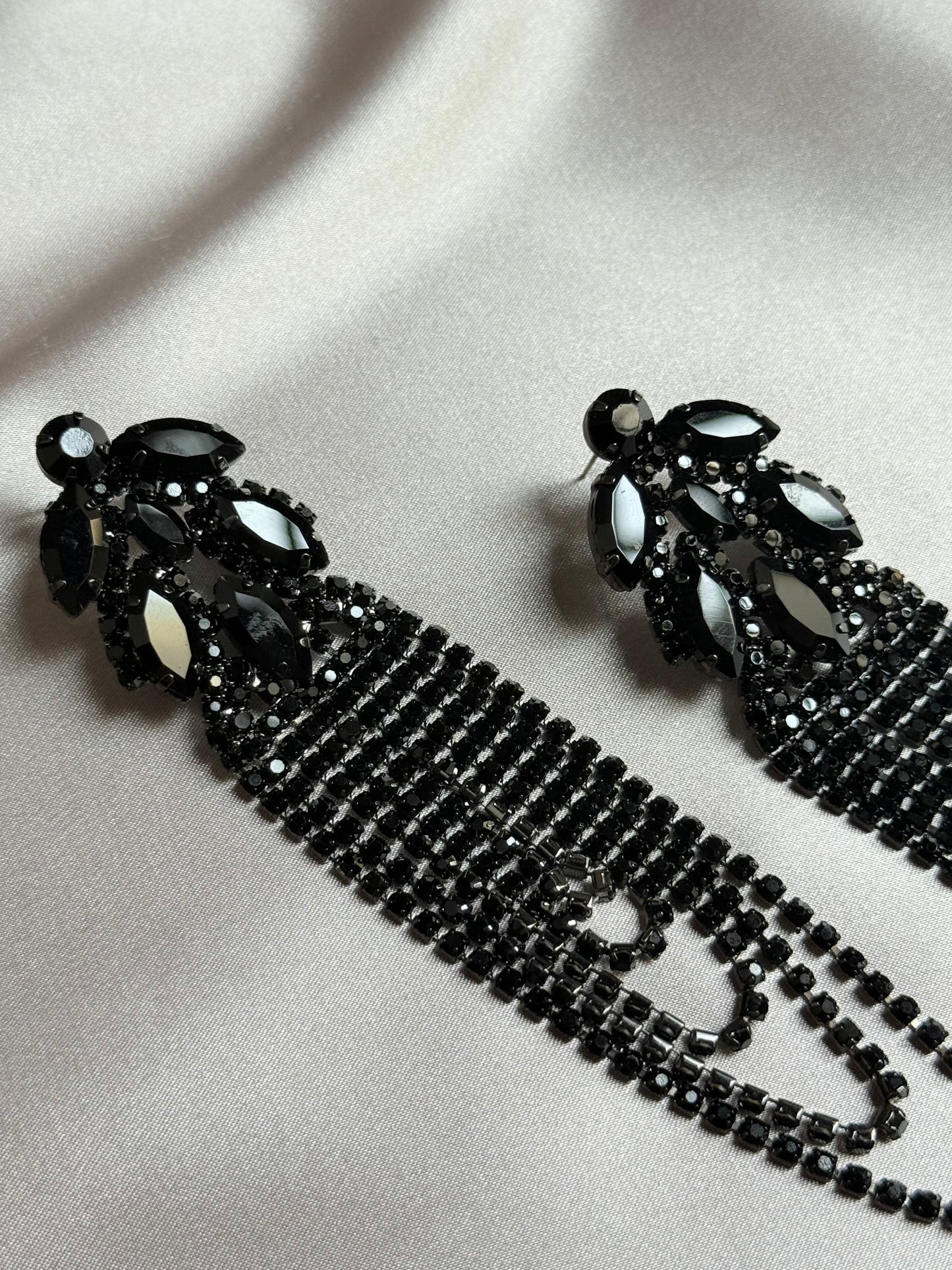 FYUAN Geometric Crystal Earrings Oversize Long Tassel