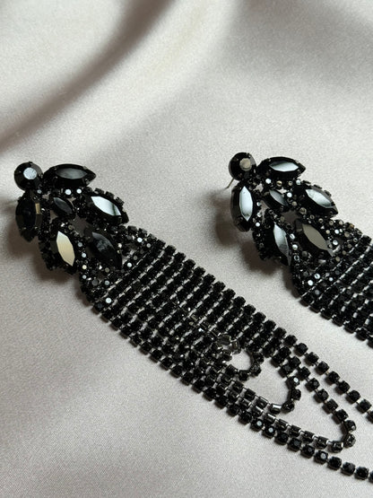 FYUAN Geometric Crystal Earrings Oversize Long Tassel