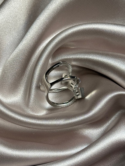 New Fashion Double Layer 3-GRAIN Zircon Ring
