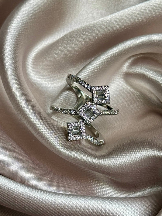 New Fashion Double Layer 3-GRAIN Zircon Ring