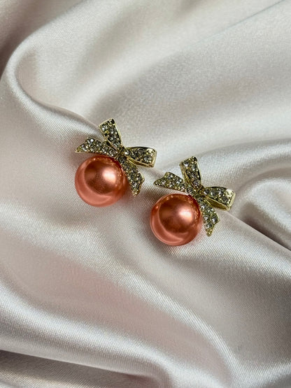 Temperament rose Gold Color Bow Clip on Earrings for Women Rhinestone Bowknot Earring