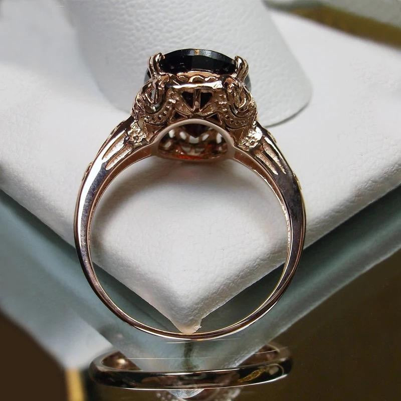 Retro Oval Cut Big Brown Stone Ring