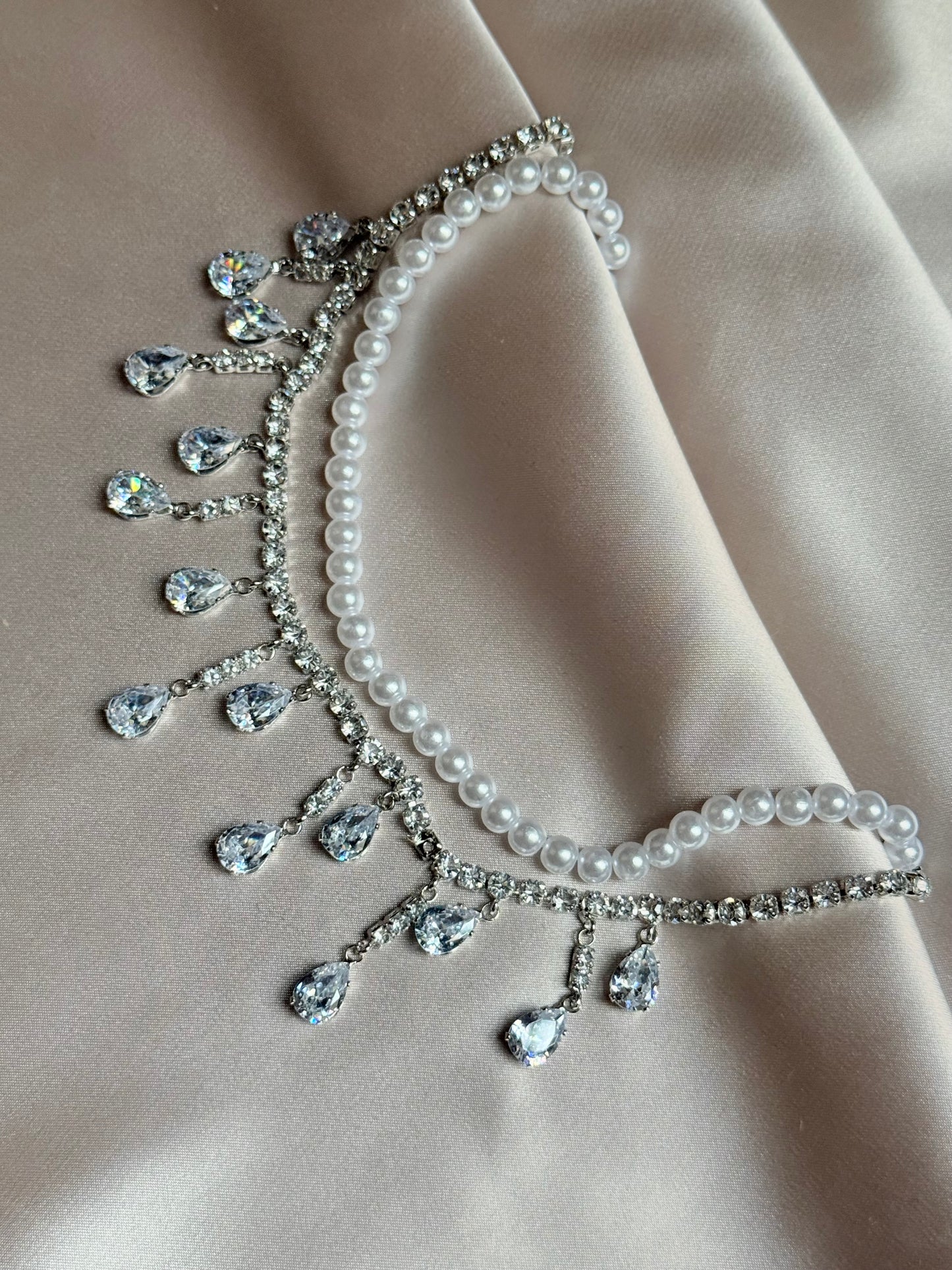 Luxury Rhinestone Crystal Chokers Necklaces For Women Multilayer Imitation Pearl Chain Necklace