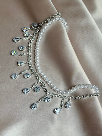 Luxury Rhinestone Crystal Chokers Necklaces For Women Multilayer Imitation Pearl Chain Necklace