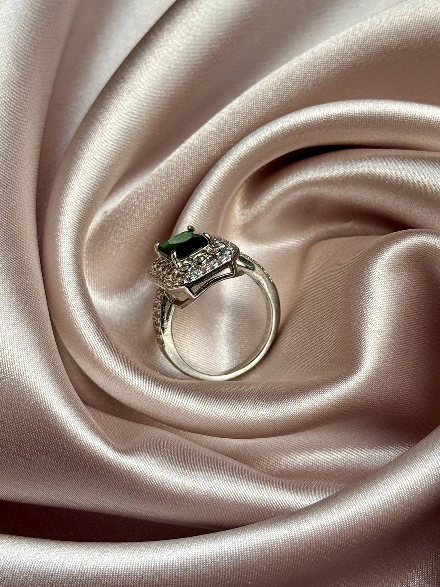 Green Cubic Zirconia Ring