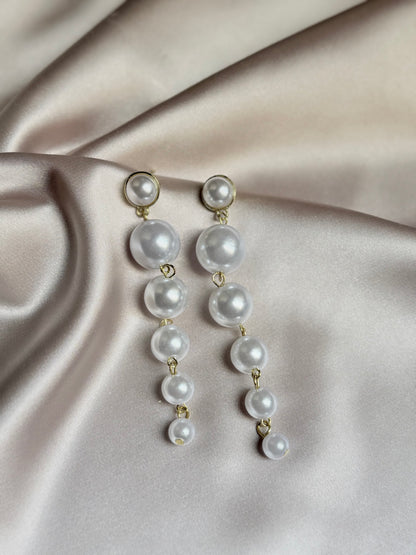 Elegant Pearl Long Earrings Style Large Imitation Pearl Pendant Earrings